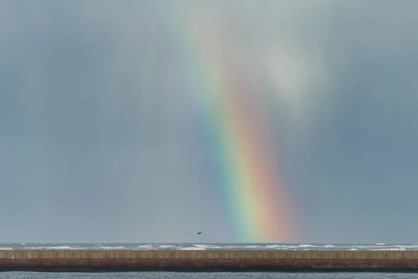 Erstaunliche Natürliche Aussicht Auf Den Regenbogen Über Der Nordsee — Stockfoto
