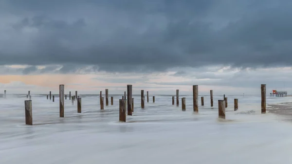 Malerischer Blick Auf Holzpfähle Meer — Stockfoto