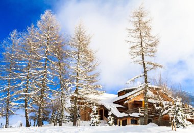 İsviçre kış manzarası.