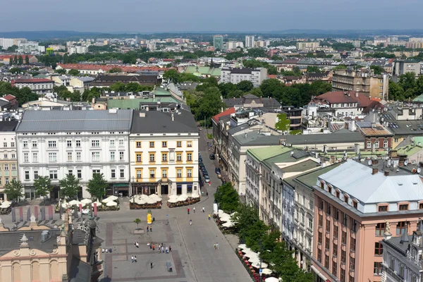 Aerial view of the north-eastern part of the Main Market Square in Krakow. — Stock Photo, Image