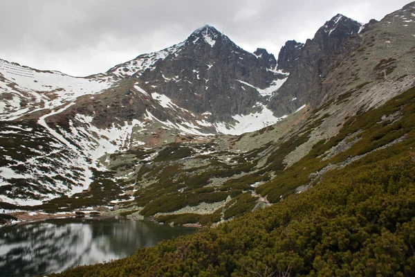 Vue sur les Hautes Tatras et le lac Strbske Pleso . — Photo