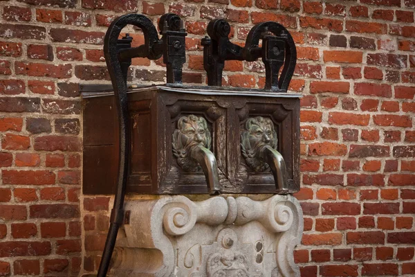 Ancienne fontaine près du mur de briques à Grand Beguinage à Louvain . — Photo