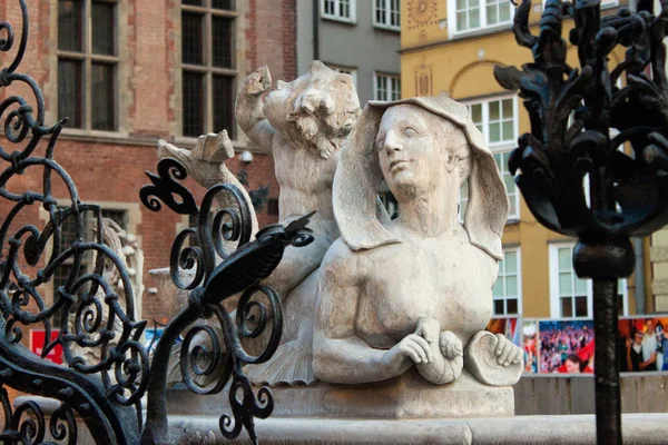 Neptunbrunnen in Danzig. Polen — Stockfoto
