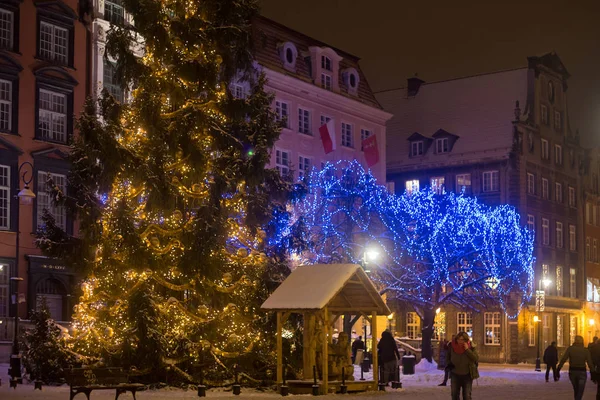 Рождественская елка в праздничных украшениях в Гданьске . — стоковое фото