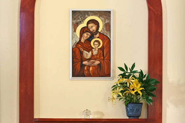 Interiér římskokatolický kostel Nejsvětějšího Srdce Ježíšova v Petropavl. — Stock fotografie