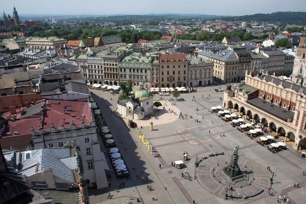 Aerial view of the south-western part of the Main Market Square of Krakow. — Stock Photo, Image