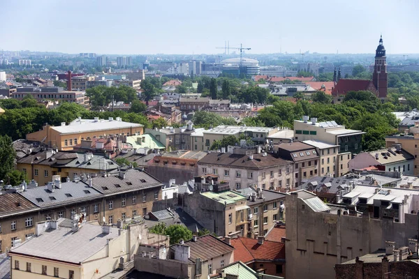 Aerial view of the roofs of houses in Krakow. — Stock Photo, Image