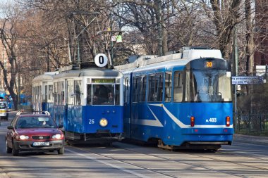 Tarihi tramvay Konstal N Krakow.