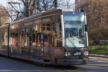 Tramvay Bombardier Flexity klasik Krakow tarihi bölümünde.