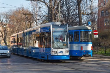 Tramvay Bombardier Flexity klasik Krakow tarihi bölümünde.