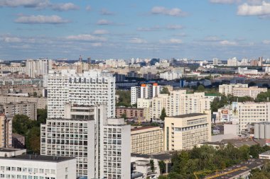 Minsk eski Sovyet binalar ile Güneydoğu bölümünün havadan görünümü.