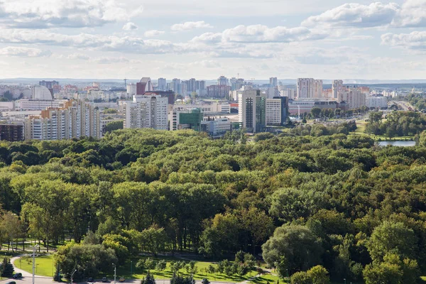 Aerial view of the western part of the Minsk with new multi-other buildings. — Stock Photo, Image