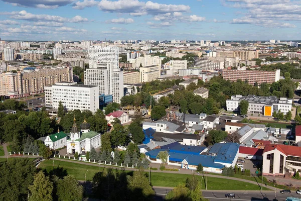 Aerial view of the southeastern part of the Minsk with old soviet buildings. — Stock Photo, Image