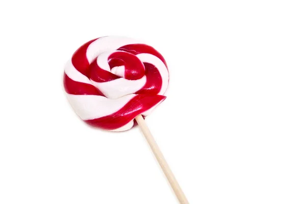 Rode en witte lolly in de vorm van een cirkel. — Stockfoto