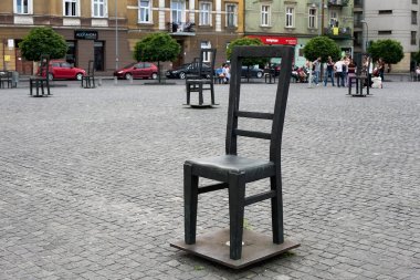 Krakow Ghetto getto kahramanlar Meydanı'nda kendi sürgün sitesinde üzerinden Yahudiler için anma.