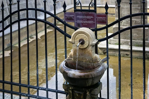 Grifo de agua de la Fuente de San Estanislao en Skalka cerca del monasterio de los Padres Paulinos . — Foto de Stock