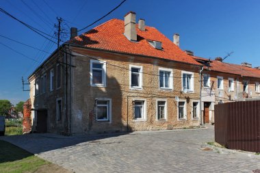 Pravdinsk (önceki Friedland), Rusya eski Alman eski püskü binalarda görünümünü. 