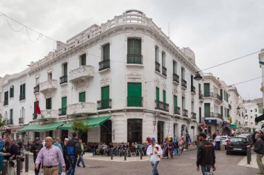 Tetouan 'daki El Ensanche bölgesinin manzarası, Fas' taki sözde İspanyol Protektorası zamanında planlanmış ve inşa edilmiş.