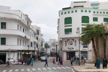 Tetouan 'daki El Ensanche bölgesinin manzarası, Fas' taki sözde İspanyol Protektorası zamanında planlanmış ve inşa edilmiş.
