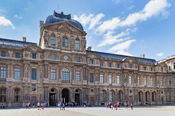 View of the buildings of the Louvre. Is the world's largest art museum and is housed in the historic Louvre Palace