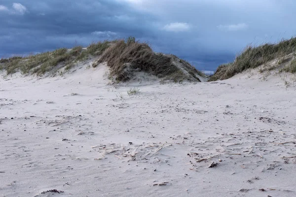 Blick auf das sandige Ufer der Parnu-Bucht am Abend. — Stockfoto