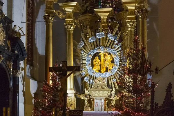 Torun Polônia Janeiro 2016 Vista Altar Mor Com Decoração Cristmas — Fotografia de Stock