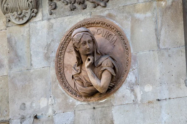 Barcelona Espanha Maio 2017 Medalhão Com Maria Malibran 1847 Fachada — Fotografia de Stock