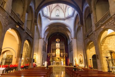 BARCELONA, İSPAN - 15 Mayıs 2017: katolik San Jaime Kilisesi. Şimdiki kilise Trinitarian manastırlarından biriydi, eski Trinitarian kilisesi, 14. yüzyılın Üçlemesi.. 