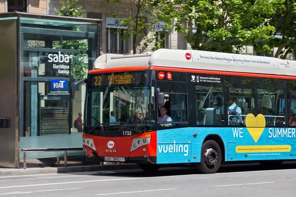 Barcelone Espagne Mai 2017 Vue Bus Public Municipal Dans Centre — Photo