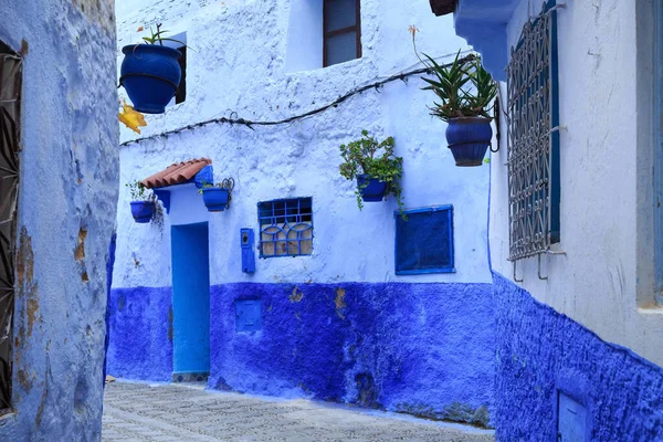 Vista Las Paredes Azules Del Barrio Medina Chefchaouen Marruecos Ciudad — Foto de Stock