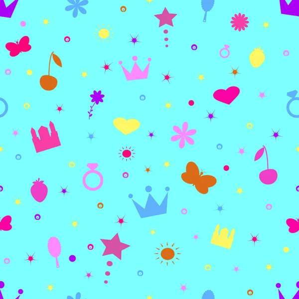 Princess pattern kids seamless vector illustration — Stock Vector