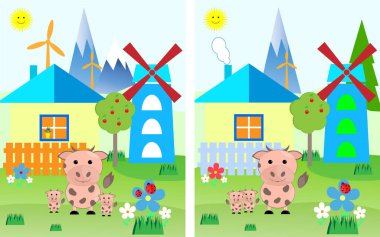 Çocuk illüstrasyon vektör için eğitim oyunu fark bul