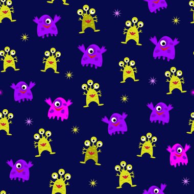 Sevimli canavar Dikişsiz desen vektör çizim