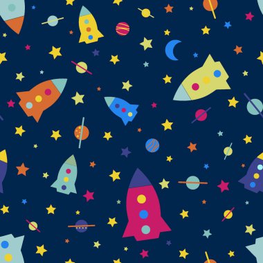 Çocuk seamless modeli roket uzay vektör çizim