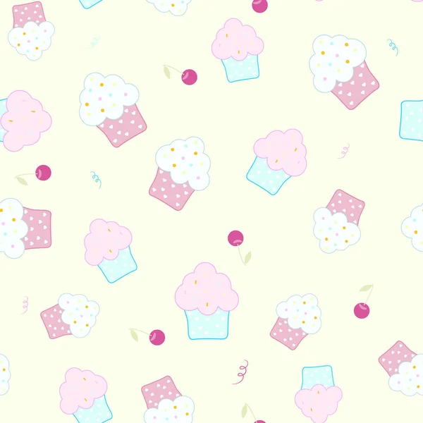 Nahtlose Muster Kuchen, Kirsche Illustration — Stockfoto