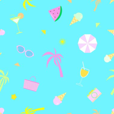 Seamless modeli palm, dondurma, yaz vektör çizim