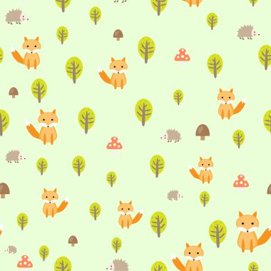 Çocuk seamless modeli fox orman vektör çizim