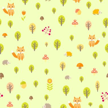 Şirin Dikişsiz çocuksu desen vektör çizim