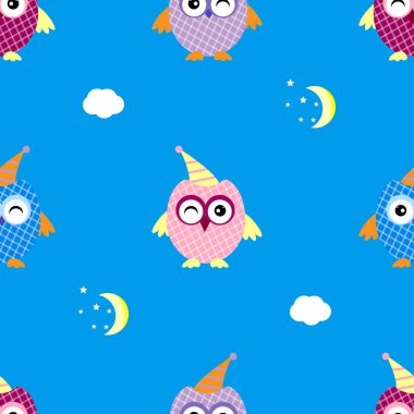 Gece seamless modeli baykuş vektör