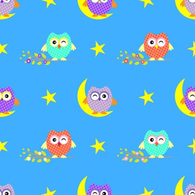 Şirin seamless modeli baykuş vektör