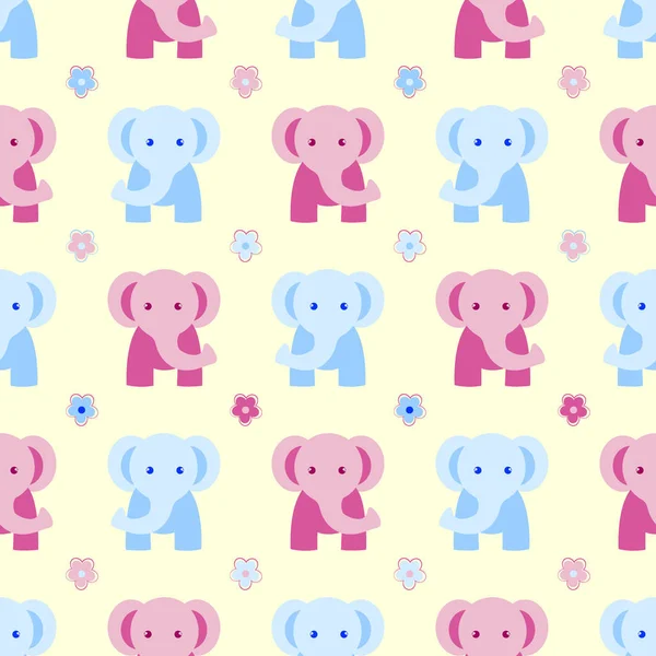 Cute seamless childlike pattern elephant vector — Stock Vector