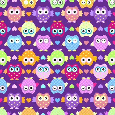 Sevimli baykuşlar Dikişsiz desen vektör