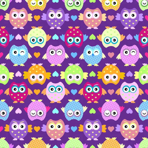Cute owls seamless pattern vector