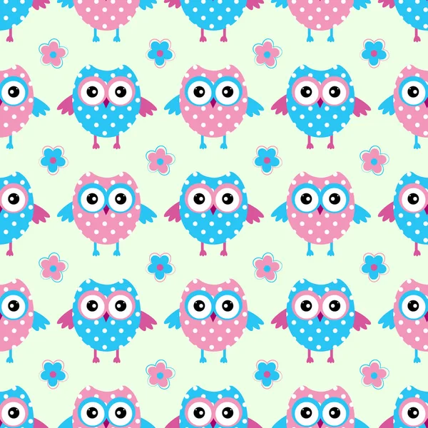 Cute owl seamless vector pattern — Stock Vector