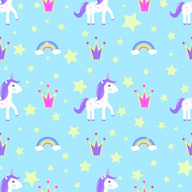 Çocuk seamless modeli tek boynuzlu at vektör