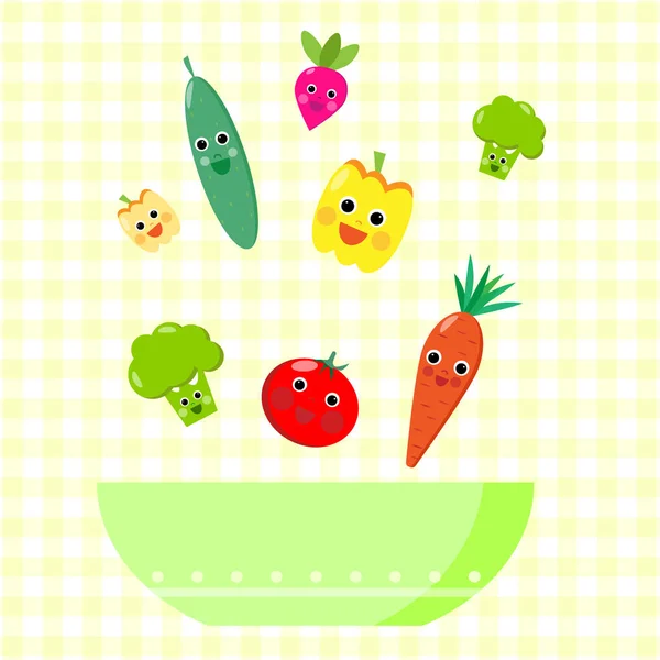 Cute vector vegetables — Stock Vector