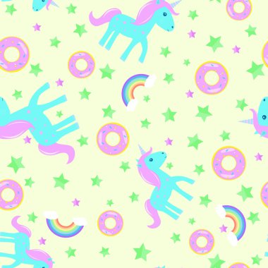 Çocuk seamless modeli tek boynuzlu at vektör