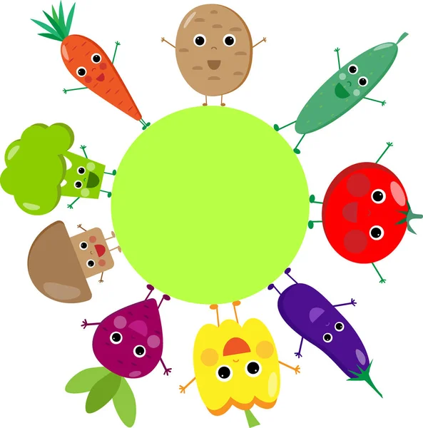 Cadre légumes mignons — Image vectorielle