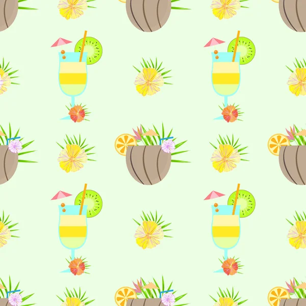 Dikişsiz desen tropik kokteyl vektör