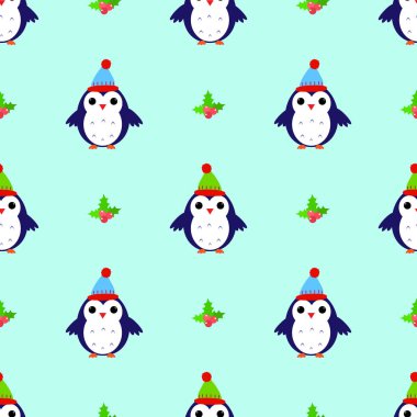 Penguen kar tanesi Dikişsiz desen vektör